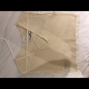 Bcbg fringe top cream